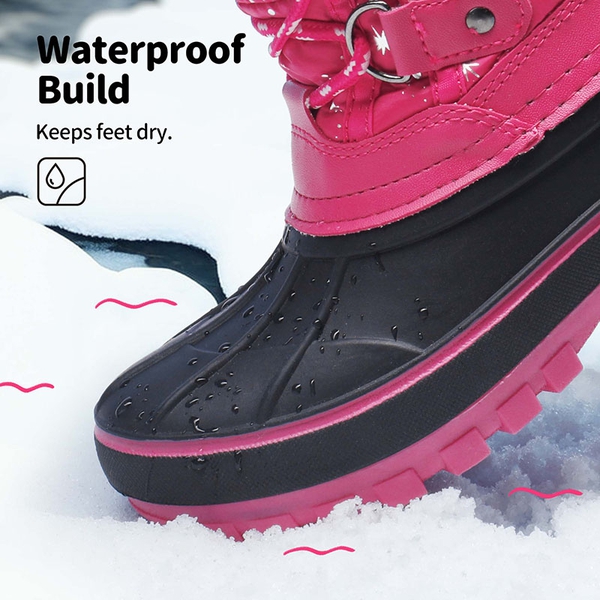 Kids Waterproof Snow Boots - FUCHSIA - 1